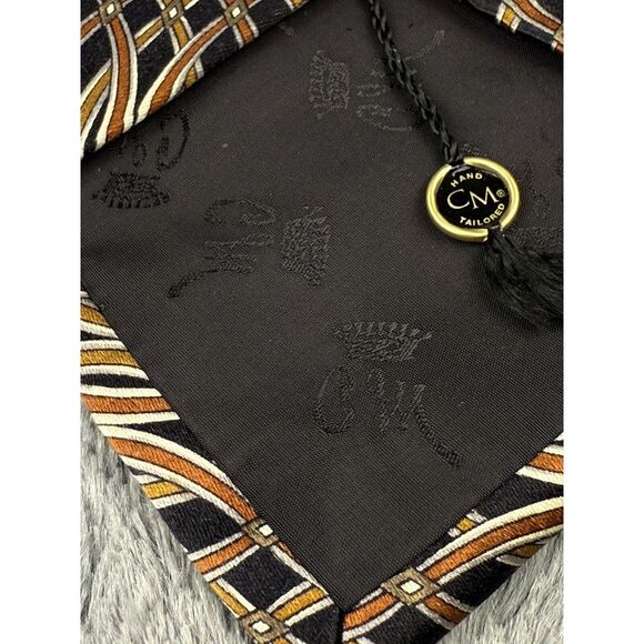 COUNTESS MARA Men's 100% Silk Classic Necktie Designer Black Gold Brown 57" - Picture 5 of 8